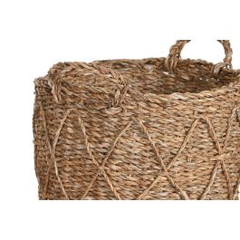 DKD Home Decor Cesta de Seagrass Natural Set de 3 Piezas Hecha a Mano 36 x 36 x 32 cm