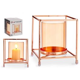 Base para Vela de Cristal Cuadrado Ámbar con Metal Cobre 11x12x11 cm - Giftdecor (8 Unidades) Base para Vela de Cristal Cuadrado Ámbar con Metal Cobre 11x12x11 cm - Giftdecor (8 Unidades)