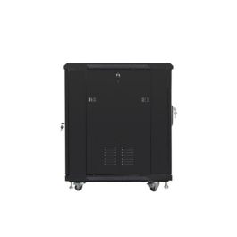 Lanberg FF01-6815-12B Armario Rack 15U Bastidor Independiente con Teclado de Bloqueo, Ruedas y Patas Ajustables, 800 kg, IP20, Negro