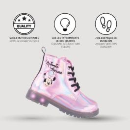Botas Casual Infantiles Minnie Mouse Rosa Luces LED 33