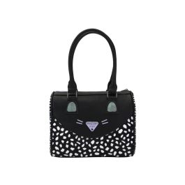 Bolso de Mano Gorjuss Smitten kitten Negro Blanco (28 x 22 x 13 cm)