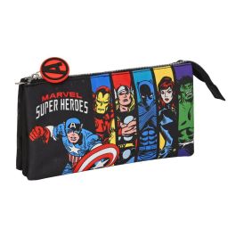 Portatodo Triple The Avengers Super heroes Negro (22 x 12 x 3 cm)