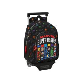 Mochila Escolar con Ruedas The Avengers Super heroes Negro (27 x 33 x 10 cm)