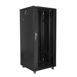 Lanberg FF01-6627-12B Armario Rack Independiente 27U Negro 800kg con Rieles, Patas Ajustables y Bloqueo de Teclado, IP20