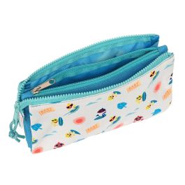 Portatodo Doble Baby Shark Surfing Azul Blanco 22 x 12 x 3 cm