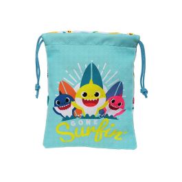 Portameriendas Baby Shark Surfing 20 x 25 x 1 cm Saco Azul Blanco