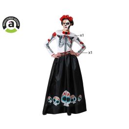 Disfraz Esqueleto Mejicano Catrina Mujer XS-S Halloween Vestido y Cinturón Multicolor