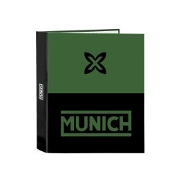 Carpeta de anillas Munich Caviar Verde Negro A4 27 x 33 x 6 cm