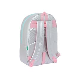 Mochila Escolar Benetton Silver Acolchado Plateado 30 x 46 x 14 cm