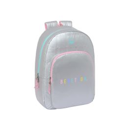 Mochila Escolar Benetton Silver Acolchado Plateado 30 x 46 x 14 cm