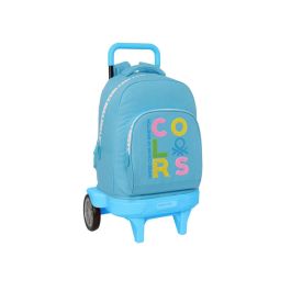 Mochila Escolar con Ruedas Benetton Spring Azul cielo 33 X 45 X 22 cm