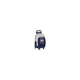 Mochila Escolar con Ruedas Benetton Varsity Gris Azul marino 33 X 45 X 22 cm