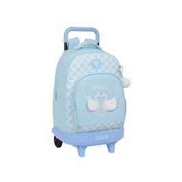 Mochila Escolar con Ruedas Glow Lab Cisnes Azul 33 X 45 X 22 cm