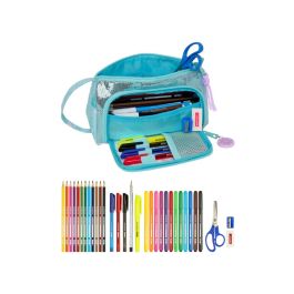 Estuche Escolar con Accesorios Frozen Hello spring Azul claro 20 x 11 x 8.5 cm (32 Piezas)