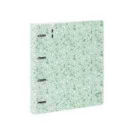 Carpeta Con Recambio Safta Din A4 Cuadro 5 mm Polipropileno Foam 4 Anillas 35 mm Estampados Floral Verde