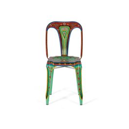 Giner y Colomer Lote de 2 Sillas Metálicas Pintadas a Mano Multicolor
