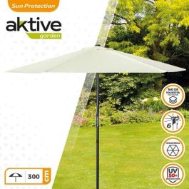 Aktive Parasol de Terraza Redondo 300 cm con Chimenea, Mástil de Aluminio 4,8 cm y Cubierta de Poliéster 160GSM