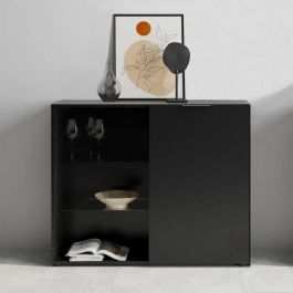 FMD 4029494125316 Mueble de Almacenamiento Compacto Negro, 99,1 cm Ancho x 81,3 cm Alto x 31,5 cm Fondo, Fabricado en Alemania
