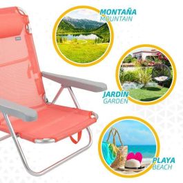 Silla playa plegable aluminio 5 posiciones flamingo 48x46x84 cm con cojin y asa. Silla playa plegable aluminio 5 posiciones flamingo 48x46x84 cm con cojin y asa.