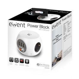Regleta Enchufes Cubo Ewent EW3939 USB 5V 2A Blanco