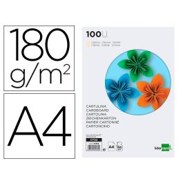 Cartulina Liderpapel A4 180 gr-M2 Crema Paquete De 100 Hojas