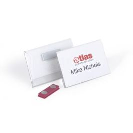 Durable portanombres con imám 54x90mm transparente -25u-
