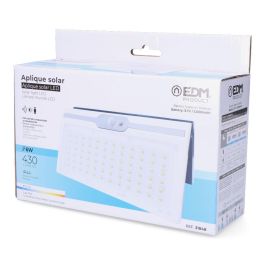 Edm Aplique Solar 6W 430lm 6500K Blanco con Sensor, 72 LEDs, IP44, Panel Solar Policristalino, Batería de Litio 1500mAh