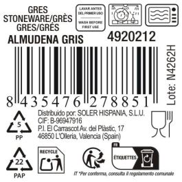 La Mediterranea Mug 330 cc Gris "Almudena" - 8.5 x 11 x 12.5 cm (36 Unidades)