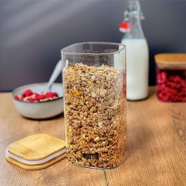 Quttin Tarro de Boro Cuadrado con Tapa de Bambú 10.2x17 cm 1200 ml (12 Unidades) Quttin Tarro de Boro Cuadrado con Tapa de Bambú 10.2x17 cm 1200 ml (12 Unidades)
