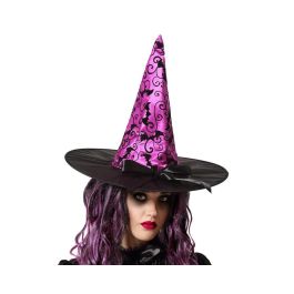 Sombrero de bruja morado con murciélagos y lazo negro - Diseño gótico para Halloween y fiestas temáticas Precio: 3.50000002. SKU: S1131293