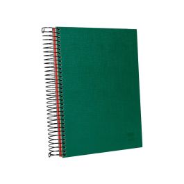 Cuaderno Espiral Liderpapel A5 Micro Papercoat Tapa Forrada 140H 75 gr Cuadro5 mm 5 Bandas 6 Taladros Verde