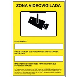 Archivo 2000 Señal "cámaras de vigilancia en grabación las 24 horas" 210x297 pvc amarillo Precio: 3.8478. SKU: B1EQ5NY7SX