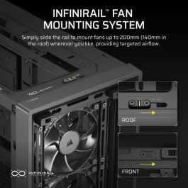 Corsair CC-9011312-WW FRAME 4000D RS Caja PC Gaming Midi Tower con Ventana de Cristal Templado, 3x Ventiladores 120mm, ATX EATX, Negro