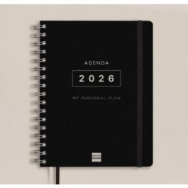 Finocam Agenda Tempus Espiral Doble 16 Meses 2025-2026, Tapa Extradura Negro, Cierre con Goma Finocam Agenda Tempus Espiral Doble 16 Meses 2025-2026, Tapa Extradura Negro, Cierre con Goma