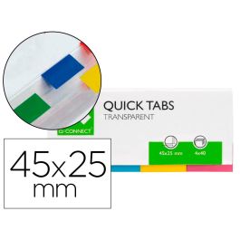 Banderitas Separadoras Q-Connect 25x45 mm Transparentes Y Color Pack De 4 Con 40 Hojas 10 unidades Precio: 28.4350005808. SKU: B1DT7FK6TX