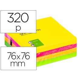 Bloc De Notas Adhesivas Quita Y Pon Q-Connect 76x76 mm Fluorescente Con 320 Hojas