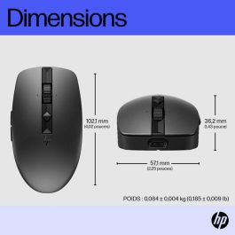 HP 715 Ratón Recargable Multidispositivo Ambidextro con Botones Programables, 90 Días Batería y Sensor Track-on-Glass