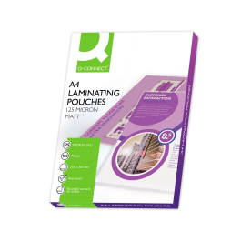 Q-connect Bolsa de Plastificar DIN A4 Mate Sin Reflejos 303 x 216 mm 125 mc Caja de 100 Unidades