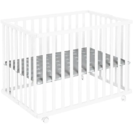 Roba Parque Infantil Plegable Little Stars ROB4005317339061 75 x 100 cm Altura Regulable 4 Ruedas con Freno Madera Lacada Diseño Estrellas