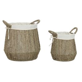 Cesto para la Ropa Sucia Home ESPRIT Blanco Natural Algas marinas 43 x 43 x 48 cm (2 Unidades) Precio: 80.50000046. SKU: B1AEB7RPWS