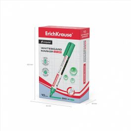 Marcador Pizarra Blanca con Tinta Líquida Liquid Lw-600, Tinta Color Verde ERICH KRAUSE 56096 10 unidades