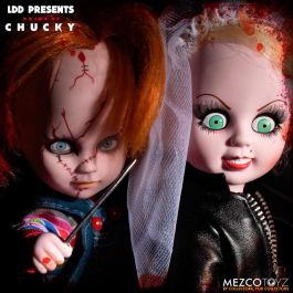MEZCO TOYZ Muñecos Living Dead Dolls Chucky y Tiffany Set de 2, 25cm, articulados, PVC con ropa de tela