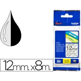 Cinta Brother Tze131 Transparente-Negro 12 mm Longitud 8 Mt