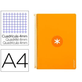 Cuaderno Espiral A4 Antartik Tapa Dura 80H 90 gr Cuadro 4 mm Con Margen Color Mostaza