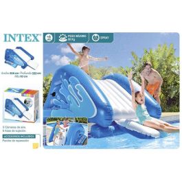 Intex 58849 Tobogán Hinchable con Pulverizadores para Piscinas de Suelo - Escalera, 6 Asas, 333x206x117 cm, +14 años