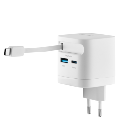 Intenso Cargador de Pared GAN W65ACIC 65W, 3 Puertos (2 USB-C/1 USB-A), PD 3.0, PPS, QC 4.0, Blanco