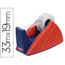 Portarrollo Sobremesa Tesa Con Cuchilla De Corte Recto Para Cintas De 33 M Color Azul-Rojo