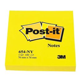 Bloc De Notas Adhesivas Quita Y Pon Post-It 76x76 mm Amarillo Neon Con 100 Hojas 6 unidades