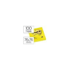 Bloc De Notas Adhesivas Quita Y Pon Post-It 76x76 mm Amarillo Neon Con 100 Hojas 6 unidades