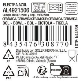 Inde Bol Electra Azul, Bol de cerámica, 470 cc, 12.7 cm de diámetro x 6.1 cm de alto, Peso 8.17 kg (24 Unidades)